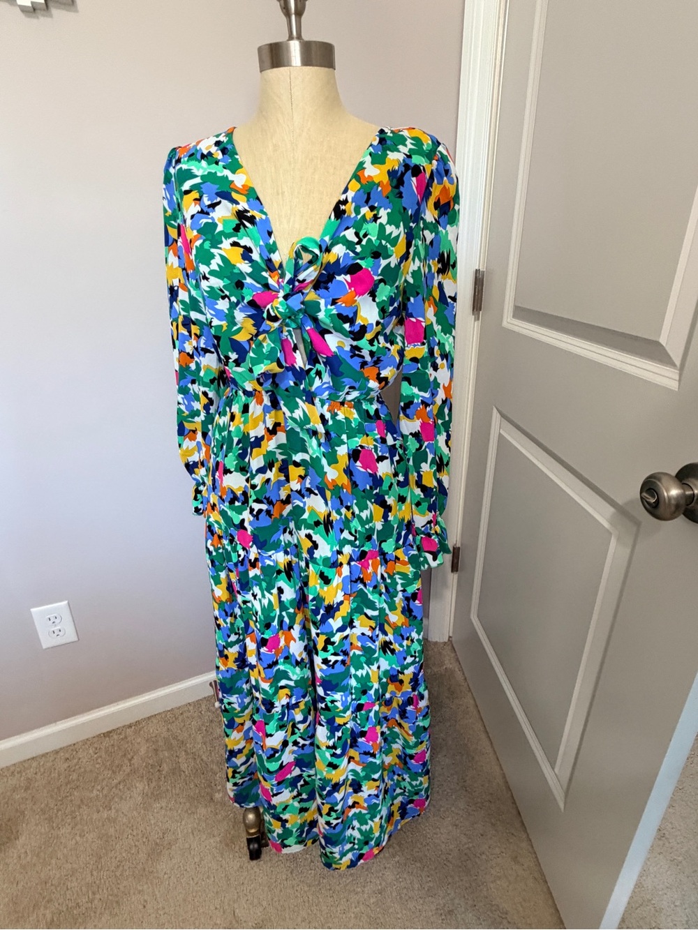 BTFBM Vibrant Multicolor Abstract Maxi Dress